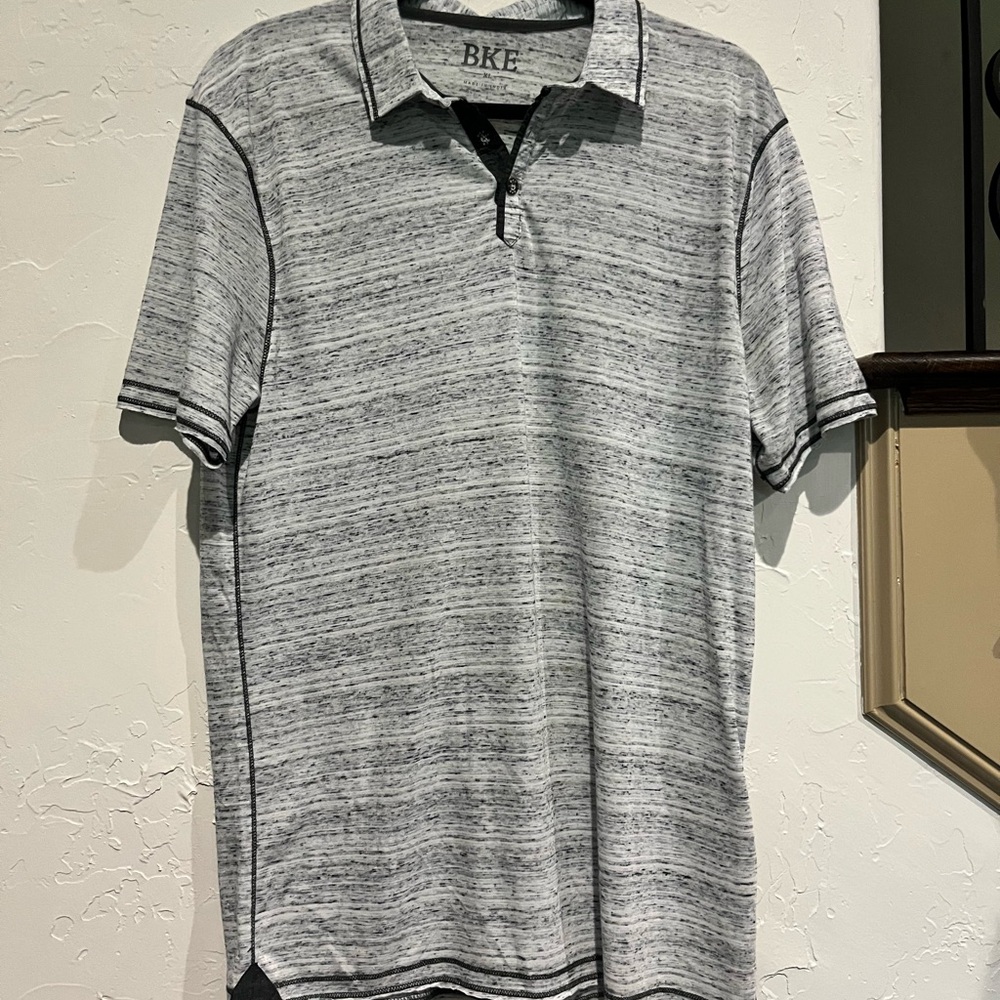 BKE Men's Heathered Gray Polo Shirt